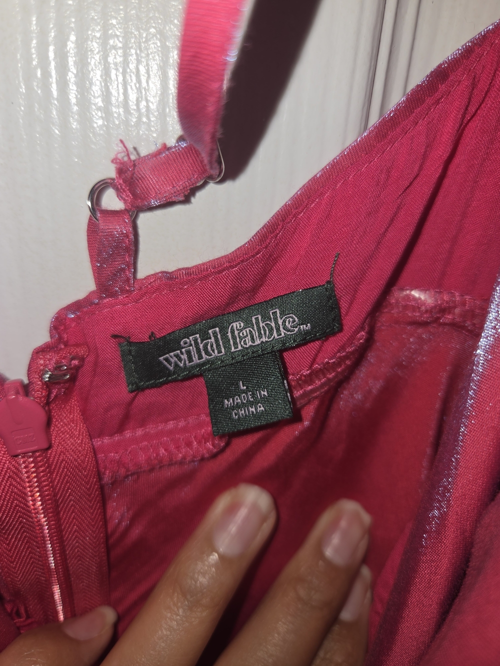 wild fable Pink Satin Slip Dress with Shimmer - Picture 2 of 4